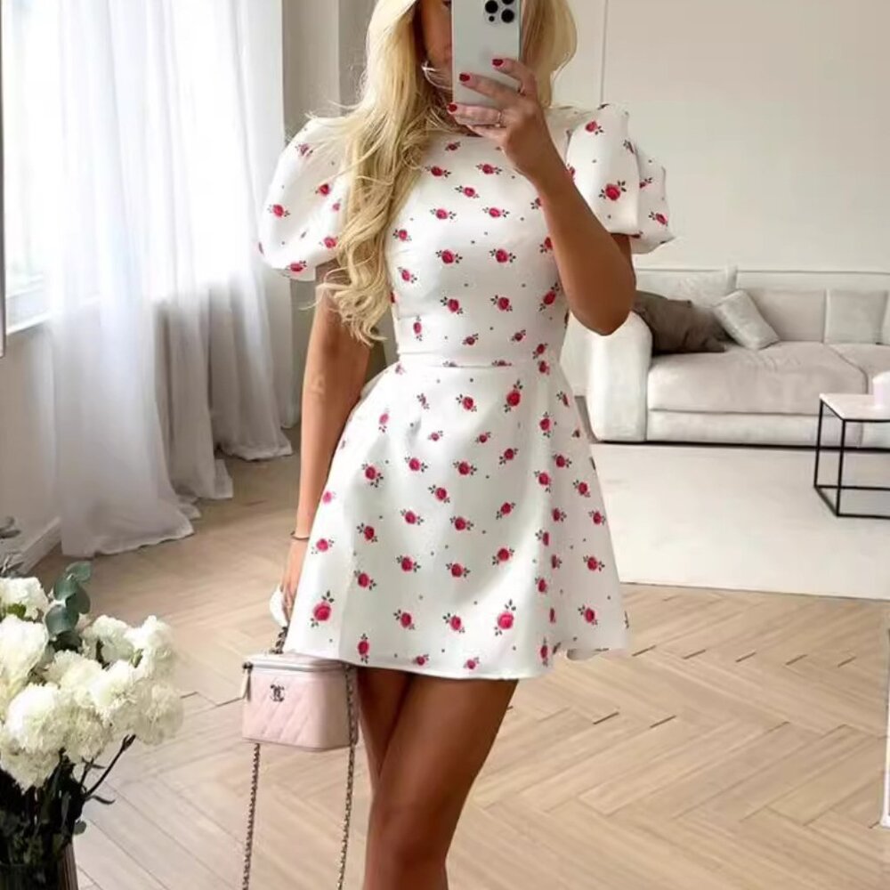 Floral Mini Dress | French Style Puff Sleeves | Sweet & Casual Summer Vibes
